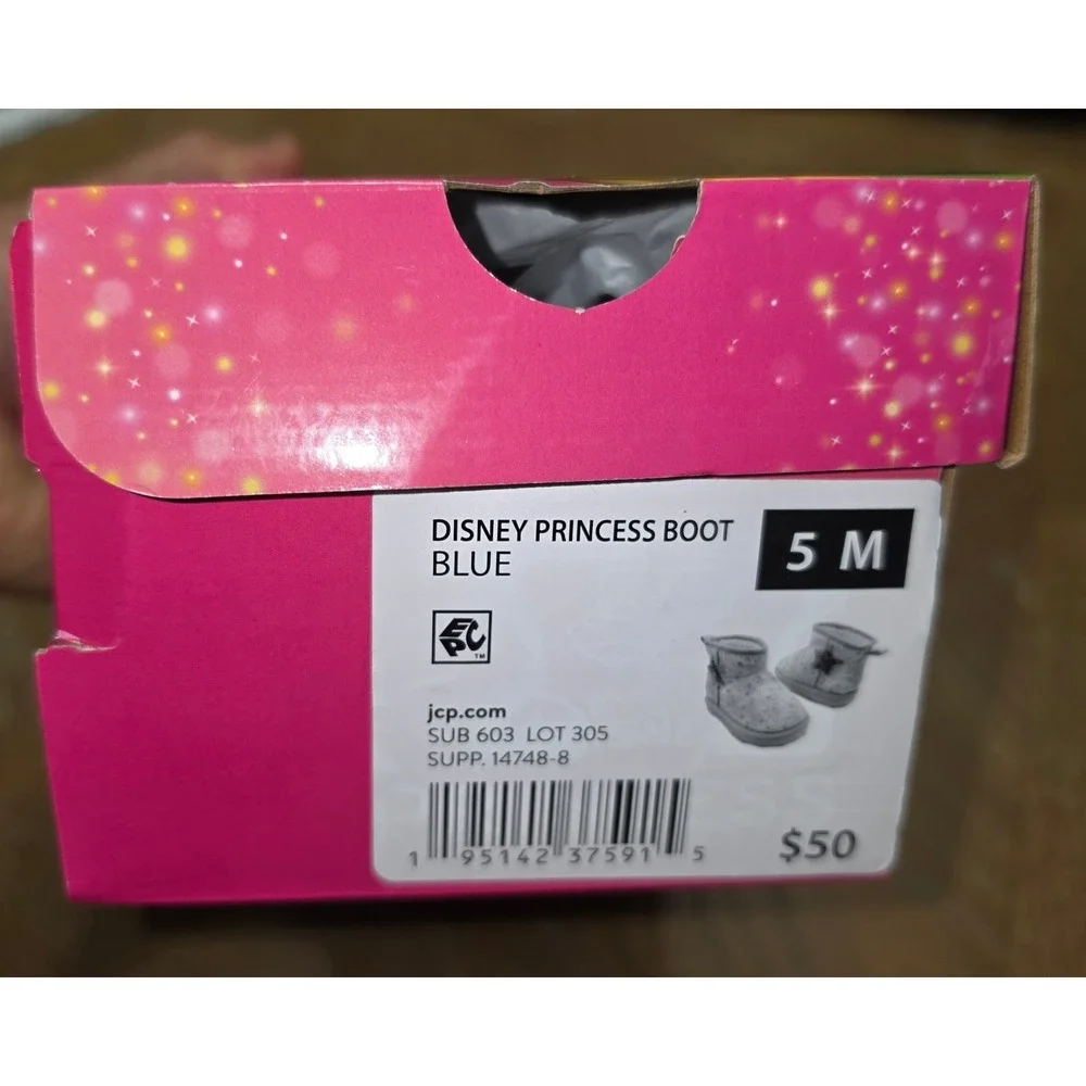 Disney Princess Ground Up Toddler Girls Star Print Faux Fur Winter Boots Size 5